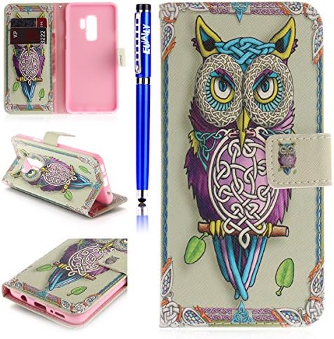Euwly Phone Leather Case for Samsung Galaxy S9 Plus – PU Leather Case Premium Leather Case for Samsung Galaxy S9 Plus – Flip Book-Style Flip Case Leather Cover for Samsung Galaxy S9 Plus Colorful Painting Pattern PU Leather Case Wallet Case Flip PU Leather Mobile Phone Case Phone Cover with Stand Card Holder Magnetic Closure for Samsung Galaxy S9 Plus and Stylus Pen – White Tiger