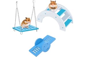 KAIAIWLUO Giocattoli per Criceti - 3 Pezzi Ponte Arcobaleno, Altalena e Arrampicata - Accessori da Gioco per Cavie, Cincillà, Gerbilli e Topi