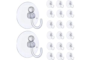 SUWIWKKOA Suction Cup Hooks,Sucker Hooks Small Suction Cups with Hooks Clear Suction Hooks Window Suckers for Glass Sucker Hooks Suction for Glass Table Tops Plastic Sucker Pads for Kitchen Bathroom 40mm,20Pcs