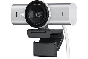 Logitech MX Brio Ultra HD 4K Collaboration and Streaming Webcam with Free Adobe Subscription, 1080p at 60 FPS, Dual Noise Reducing Mics, Show Mode, USB-C, Webcam Cover
