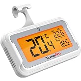 ThermoPro TP110 Term&oacute;metro para frigor&iacute;fico con gran pantalla LCD retroiluminada, term&oacute;metro impermeable para congelador con