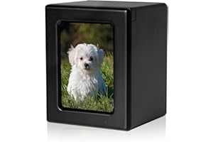 MAKEY'S Pet Urns for Dogs Cats Ashes, Dog Cat Photo Urn, Pet Cremation Box, Urns for Dog Cat Ashes, Dog Cat Ashes Urn Black-M