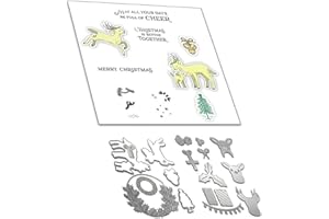 ‎ARUIEYS 2024 Neue Metall Schneiden Sterben Und Stempel Set,Weihnachten Silikon Klar Stempel Für DIY Geburtstage Scrapbooking Kunst Handwerk Supplies Stamping (Z9320-stempel und Stanzformen Set)