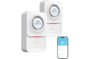 iSo Tech Rilevatore Perdita d'Acqua WiFi(Supporto 2.4G) Nessun Hub Richiesto, Sensore Acqua Wireless Intelligente con TUYA App, Avviso Regolabile 120dB, IP66 Ideale per Cucina Bagno Cantina Lavanderia