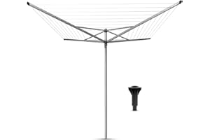 Brabantia - Séchoir Rotatif Topspinner - Etendoir Linge - Antidérapantes - Résistantes aux UV, 50 m - Rotation Fluide - Compatible avec Les Cintres - Tube en Plastique - Gris Métallique - ø 295 cm