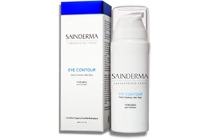 SAINDERMA LABORATOIRES PARIS SÉRUM CONTOUR DES YEUX HOMME | Soin Bio Ultra Frais Décongestionnant | Lisse les Rides + Réduit les Poches et les Cernes + Fortifie la Peau | Stimule la Micro Circulation | Made In France (30ml)