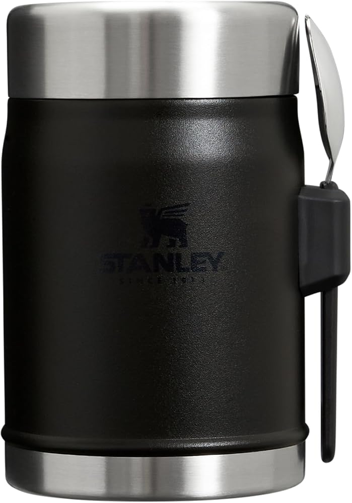 STANLEY Classic Legendary Yemek Termosu + Kaşık 0.4 Litre - Siyah 2.0 | Paslanmaz Çelik