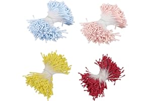 LINTRA Circa 1400 Pezzi Pistilli per Fiori Finti, Teste di Fiammifero Rotonde Fiore Artificiale Stame, 4 Colori Pulitori per Pipa, Adatte per Realizzare Bouquet, Accessori per Gioielli