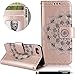 Produktbild HUDDU Rosegold Schutzhülle für iPhone 7 Handyhülle Mandala Muster Floral PU Leder Tasche Slim Wallet Case Flip Hülle Ledertasche mit Kartenfach Magnetverschluss Stand Cover Brieftasche Etui Blumen Handytaschen für iPhone 7 / iPhone 8