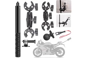 RATSTONE För Insta 360 Motorcykelfäste, För Insta 360 x4 Motorcykelpaket, 360 graders rotation, Dubbel klämma, Aluminiummater