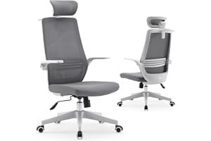 SIHOO M76A Sedia da ufficio, sedia da scrivania ergonomica con schienale girevole in rete, poggiatesta 3D, supporto lombare regolabile,sedia operativa direzionale per l'ufficio domestico (grigio)