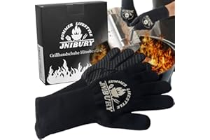 JNIBURY Guanti da barbecue, resistenti al calore fino a 1472℉, guanti ignifughi, 35 cm, con rivestimento in silicone antiscivolo, adatti per barbecue e forno (35 cm)