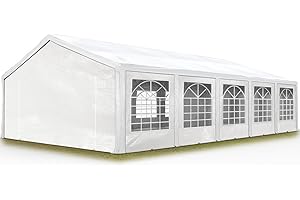 ‎TOOLPORT TOOLPORT High Quality Party Tent 5 x 10 m Gazebo Tent PE Tarpaulin 450 N Garden Tent Marquee Waterproof White