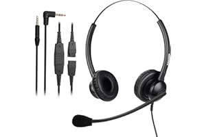 Mairdi 2,5mm Telefon Headset mit Noise Cancelling Mikrofon Dual Festnetztelefone Kopfhörer für Panasonic Cisco SPA Siemens Gigaset Polycom DECT Schnurlostelefon