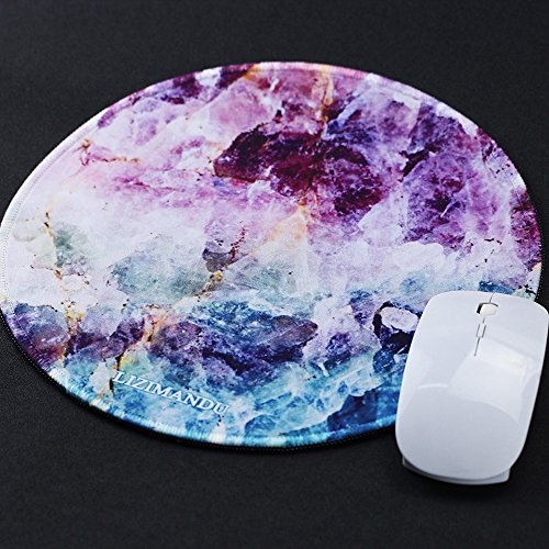 Gaming Mauspad(250 x 250 x 3 mm) ,Lizimandu Silent Designer Runde Round Mousemat /Standard Size mit Anti-Rutsch-Leder-Runde Double Sided Durchmesser 25 cm für alle gängigen Mouse-Typen(Kristall/Crystal) - 5