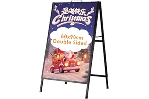 YUCHENGTECH Caballete Publicidad Exterior con Asa 60x90 cm Portacartel Doble Cara Soporte para Cartel Metálicos Panel Publicitario para Bares Restaurantes Exposiciones Exteriores