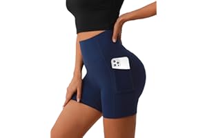 Desol Damskie spodenki sportowe z kieszeniami z wysokim stanem Kontrola brzucha krótkie legginsy damskie do jogi do biegania spodenki kolarskie