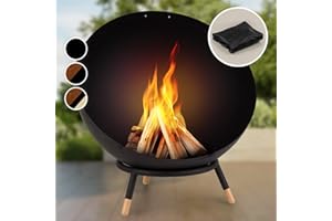 Blumfeldt Brasero Exterieur pour Le Jardin, Brasero Plancha Portable avec Grille de BBQ, Pare-Etincelles et Bol en Acier, Brasero Barbecue avec Foyer pour Le Camping, Brûleur à Bois, 66 x 66 cm