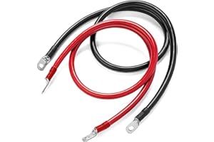 EUNEWR 2 sztuki kabli do akumulatora z końcówkami pierścieniowymi M10/M8, miedziane, 12 V/24 V, uniwersalny kabel do akumulatora motocyklowego, do akumulatora samochodowego, kabel masowy do samochodu (100 cm x 16 mm², 5AWG, M8)