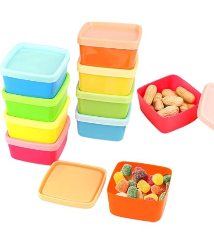 XWCHASA Lot De 10 Boîtes De Congélation Mini - 5x5x3.3cm - Rangement Aliments Épices - Multicolore