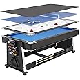 COOLBABY Multi Game Table 3in1 Multi Game Table,Games with Billiards, Table Tennis, Hockey Table7ft,Blue, YLY2055