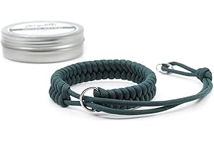 Amolith® Kamera-Handschlaufe aus Paracord | Farbe: Blue Green | Flechtmuster: Fishtail | Handgelenkschlaufe Kameraschlaufe Kameraband Trageschlaufe | AML-8391