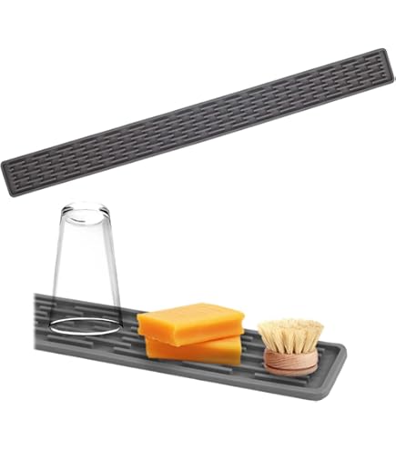 Tapis D'égouttage Leroy Merlin Tapis Égouttoir Silicone Étroit 55x8.8 Cm - Noir, Antidérapant, Pour Évier Et Plan De Travail Dessous De Plat