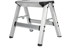 Keraiz 2 Step Ladder - Aluminium Build Step Stool Ladder | Small Step Foldable 2 Step Ladder | Sturdy & Strong Build, Easy to Store, Collapsible Step Ladder
