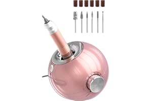 Delanie Nail Drill 35000RPM Professional Manicure Efile for Home and Salon Use with Six Sanding Bands and Drill Bits UK Plug(Wired-Pink)