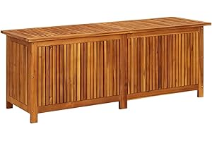 Capwee Baule da Esterno Contenitore Esterno Acacia Cassapanca in Legno da Esterno Massello di Acacia-150 x 50 x 58 cm