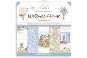 Stamperia International Scrapbooking Pad 10 feuilles cm 30,5 x 30,5 (12 pouces x 12") – Créer le bonheur Bienvenue à la maison
