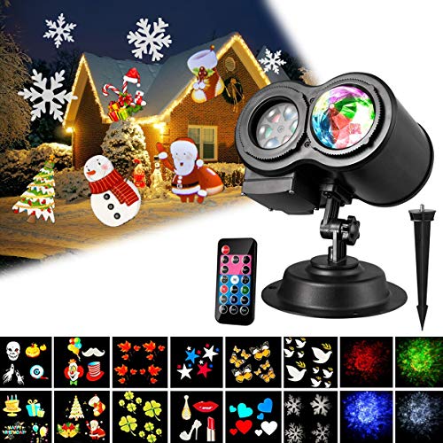 [Verbesserte Version] Projektionslampe,TECKCOOL LED Licht Projektor mit 12 Folien,wasserdicht IP44 Fernbedienung Bunte fließende Wasser Ripple Effekte für Halloween Weihnachtsfeiern Schlafzimmer etc