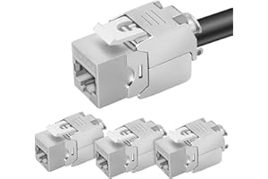ZHITING 4 x Câble LAN CAT 7 Keystone RJ45 de 10 Gbps jusqu'à 1000 MHz AWG 22-24 sans outil LSA entièrement blindé STP prise encastrée RJ45 femelle pince de coupe pour panneau de brassage et prise réseau