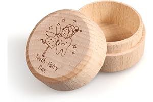 LUTER Rustic Wooden Tooth Fairy Box, Baby Tooth Storage Box, Small