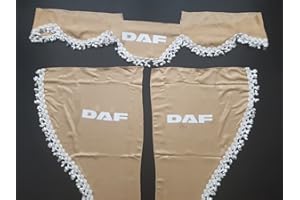 VNVIS Juego de 3 cortinas decorativas de peluche con pompones blancas para camiones DAF (Beige)