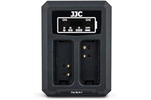 JJC USB Dual Ladegerät Akkulader für Olympus Pen-F, E-P5, OM-D E-M1, OM-D E-M5, OM-D E-M5 Mark II für Olympus BLN-1