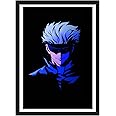 YourCanvas | Gojo Satoru x Minimalistic artwork | Jujutsu Kaisen Framed Posters | Anime Framed Poster (Black Framed 10×13 inches, Gojo Satoru)