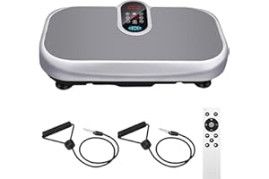 AUEZONA Płyta wibracyjna 4D, trzepaczka sportowa do domu z pilotem sterowania i paskami oporowymi, funkcja podgrzewania i Bluetooth, pojemność płyty wibracyjnej 150KG, 120 poziomów wibracji