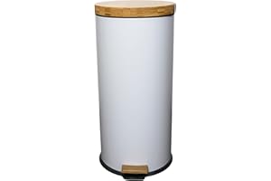 KITCHEN MOVE Cubo de Cocina de Pedal 30 L Forest, Acier inoxydable, Blanco, Blanca, 29 cm