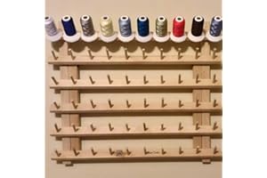 BFYDOAA Support mural pour 60 bobines de fil, pliable, en bois, porte-bobines de fil à coudre, organisateur pour quilting, tresses et brochettes(60 bobines)