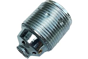 ‎CHRISTOPH PALME LEUCHTEN Fassung E27 Metall chromfarben M10x1 Gewinde Lampenfassung Metallfassung Gewindemantel + Schraubdeckel + Fassungs-Stein