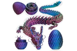WHFDC 3D Articulating Gemstone Crystal Dragon Egg Figurine - Removable Mystery Easter Toy, Home Office Decor, Executive Desk Toy (Laser Purple, Blue and Yellow)