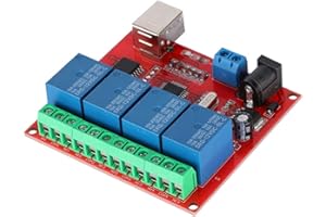 ASHATA Moduł przekaźnika 12 V, 4-kanałowy moduł przekaźnika DC 12 V komputer USB inteligentny przełącznik kontrolera moduł przekaźnika, moduł przekaźnika dużej mocy PC płytka rozszerzająca USB