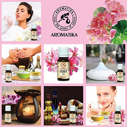 Geranium Öl 100 % naturreines ätherisches 10ml, 0,33 oz Reine & Natürliche Geraniumöl – Pelargonium graveolens, Ägypten / Geranienöl besten für Beauty /Stressabbau /Baden /Körperpflege/ Wellness / Schönheit /Aromatherapie /Entspannung / SPA/ Massageöl / Aroma diffuser/ Duftlampe /Aromatherapeutische /Raumbeduftung / Kosmetik / Kosmetikanreicherung/ Feuchtigkeitspflege / Unverdünntes / Therapeutische / Alternative medizin / Glasflasche, Geranien Öl von AROMATIKA - 2