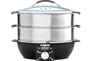 Magimix Multifunctional Food Steamer | 2 Tiers & Removeable Base | 12.2L Capacity | Stainless Steel, 11581