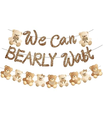 Sfondo Gender Reveal 2.4x1.8m – Orso E Palloncini Blu/rosa, 'He Or She We Can Bearly Wait', Per Feste E Foto