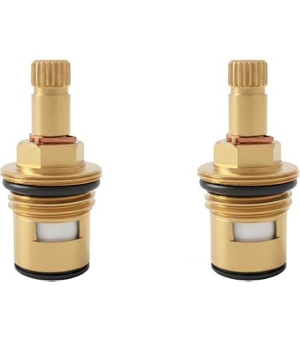 Universal Ceramic Faucet Cartridge Replacement – 2-Pack, G1/2 Brass, 83.5mm X 24mm, 20-Tooth Spline, Quarter-Turn, For Kitchen/Bath/Shower