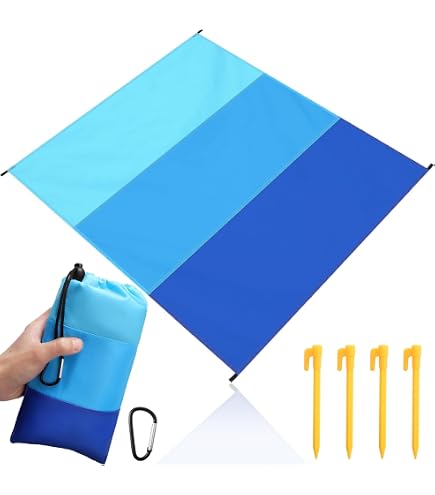 VPB Stranddecke Wasserdicht – 200x145 Cm, Sanddicht, Mit Tragegriff & Befestigungsnägeln Für Strand, Picknick, Camping