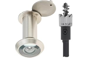 HOJLKLD Türspion, Türspion, massives Messing, 200 Grad Guckloch mit 16 mm Bohrer, 1,6 cm Rohrdurchmesser, mit robuster Sichtschutzabdeckung für Türen von 3,5 cm bis 5,2 cm (Beiznickel)