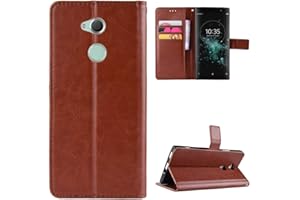 KUKOUFEY QiongniAN Hülle für Sony Xperia XA2 Hülle Leder,Hülle für Sony Xperia XA2 H3113 H3123 H3133 H4113 H4133 Hülle Schutzhülle Case Cover Brown